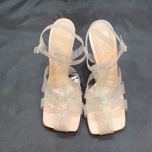BRAND NEW ZARA RHINESTONE VINYL HEELED SANDAL - Picture 2 of 16